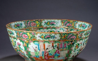 Exceptionally Large Chinese Rose Medallion Punch Bowl.