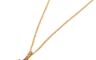 FINE JEWELRY 0.05ct Diamond Necklace 18K Yellow Gold Multicolor