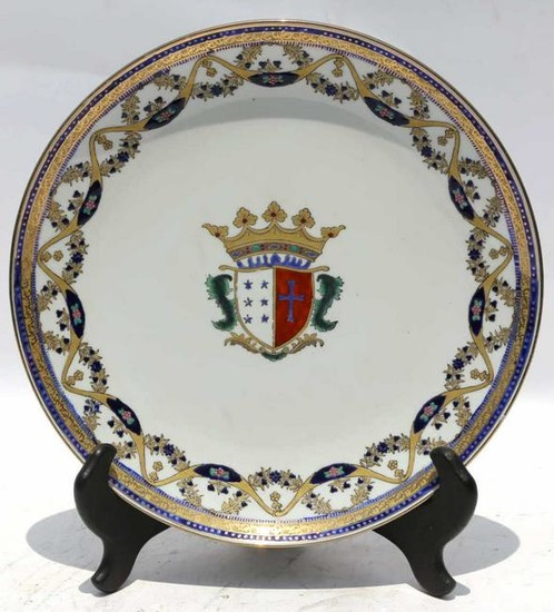 FRENCH 19TH C COAT OF ARMS CABINET PLATE