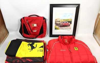 Ferrari Memorabilia. Jacket, Banner Flags, Back Pack, S