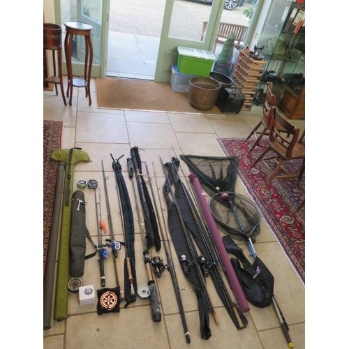 Fishing rods and reels to include JW Young 13ft Trotter, Shi...