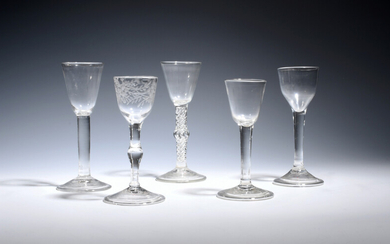 Five wine glasses c.1750-60