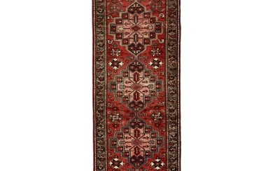 Floral Tribal Hand-Knotted Vintage Red 3X12 Oriental Runner Rug Hallway Carpet
