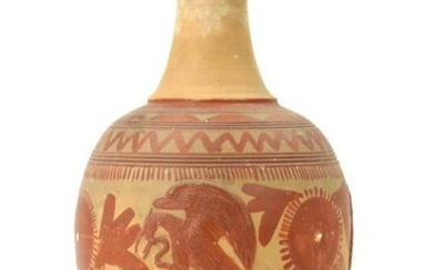 Folk Art Mexican Ceramic Vase Symbolic Eagle