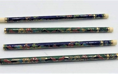 Four [4] Cloisonne Calligraphy Writing Instruments