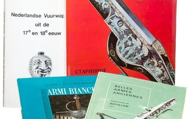 Four books on weapons in Italian, French, Russian and