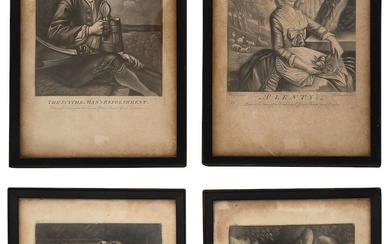 Four late 18th century black and white mezzotints published by Carington Bowles
