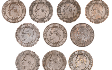 France, Napoleon III (1852-1870), 10 Centimes (10), 1857a (2), 1857b (2), 1857bb...