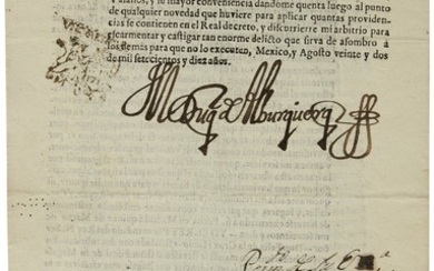 Francisco Fernández de la Cueva, 10th Duke of Alburquerque, printed document signed, 22 August 1710