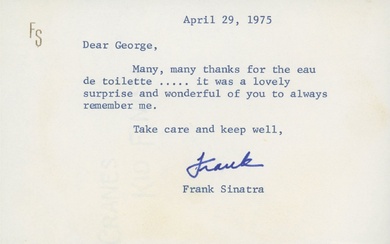 Frank Sinatra signed personal note