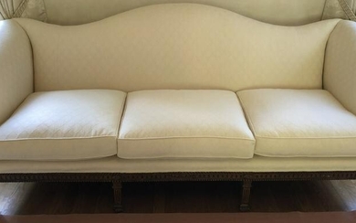 French Louis XVI Custom Upholstered Matelasse Sofa