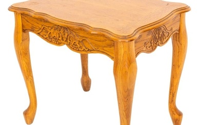 French Provincial Style Carved Oak Side Table