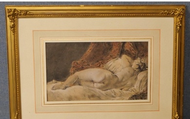 French School (19th Century), portrait of a reclining erotic...
