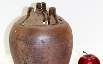 French slip glazed terra cotta jug with handles