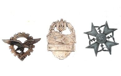 GROUP OF THREE WWII MODEL NAZI GERMAN MILITARY BADGES