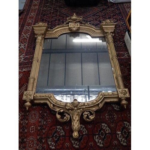 George III Carved Giltwood & Gesso Mirror. The carved acanth...