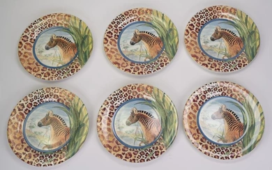 Gien France Savane Animal Theme Plates 6.5"
