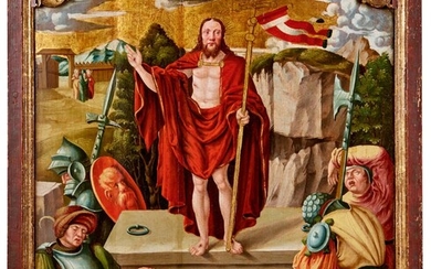 Gotisches Tafelbild mit der Auferstehung Jesu Christi, Süddeutscher Meister des fr. 16. Jahrhunderts