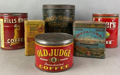 Group of 6 Advertising Coffee and Cigar Tins