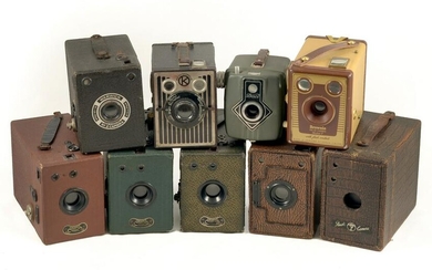 Group of Box Cameras, inc Uncommon Coloured Models.