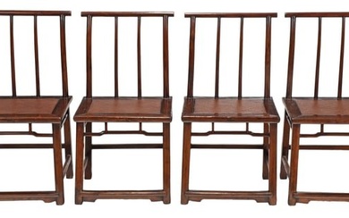 Group of Four Chinese Hardwood Chairs