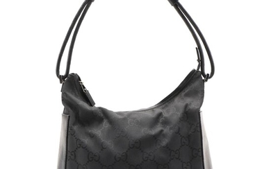 Gucci Hobo Bag in Oversized Black GG Canvas and Leather