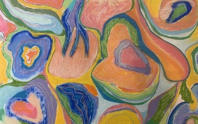 HARRIS Signed Abstract Pastel Drawing