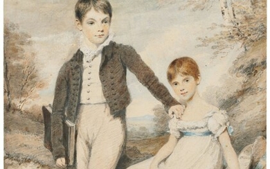 HENRY EDRIDGE, A.R.A. (LONDON 1768-1821), Portrait of Carew St. John-Mildmay (1800-1878) and his sister Laetitia [?]