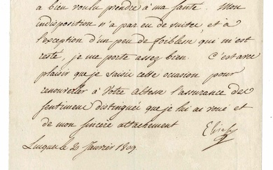 HISTORY - BONAPARTE Elisa (1777 - 1820) - Autograph letter signed