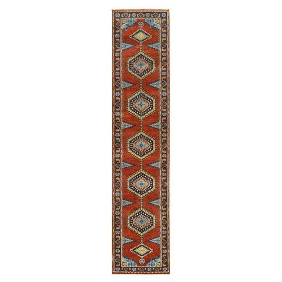 Hand Knotted Brick Red Persian Viss Design Soft Wool