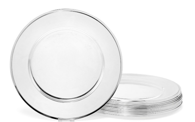 Harald Nielsen: “Pyramid”. A set of 12 sterling silver charger plates. Georg Jensen 1945–1977. Design no. 600 Y. (12)