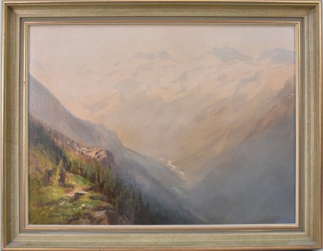 Harvey Otis Young Colorado Mountain oil Painting dtd. 1900