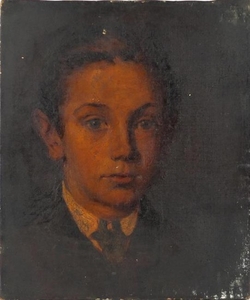 Head and shoulders portrait of a young boy, 19th century oil...