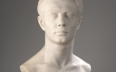 Henri Frédéric ISELIN (1825-1905) Buste de Jeune romain Buste en marbre blanc. Signé H.F ISELIN....