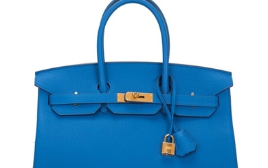 Hermès Bleu Zellige Birkin 35cm of Togo Leather with Gold Hardware