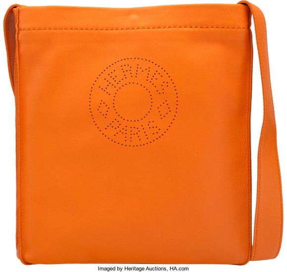 Hermès Orange H Agneau Leather Crossbody Condition: 2 8"...