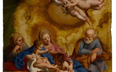 Holy Family with the young John the Baptist, Saint Elizabeth and two angels , Circle of Guido Reni