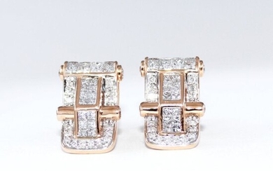 IGI Certified 14 K / 585 Rose Gold Diamond Earrings
