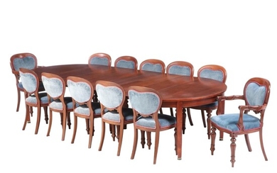 J.K. Rishel Furniture Empire Style Oak and Mahogany Dining Set, Early 20th C.