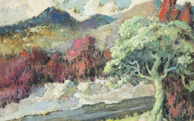 JOSÉ MARÍA LABRADOR (Benamejí 1890-Nerva 1977) "Autumn Landscape" Oil on canvas Signed Measurements: 80 x 95,5 cm. Exit: 300uros. (49.916 Ptas.)