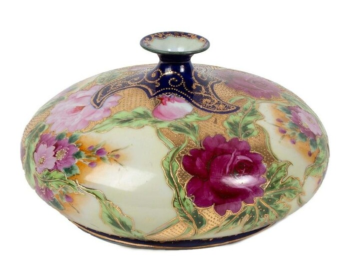 Japanese Floral Moriage Squat Vase