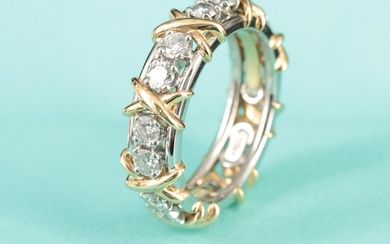 Jean Schlumberger for Tiffany & Co. Platinum and 18K Sixteen Stone Diamond Ring