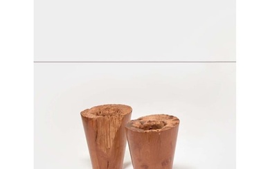 Jérôme Abel Seguin (Born in 1950) Set of two vases created from antique Javanese mortars