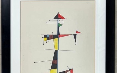 Jose Maria Mijares (1921-2004) Cuban, Framed watercolor and Ink on...