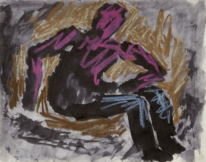 Josef Herman OBE RA, British/Polish 1911-2000 - Untitled; gouache, pastel and pencil on paper, 19.6 x 25 cm (ARR) Provenance: with Bernard Jacobson Gallery, London, JH10614 (according to the label attached to the reverse of the frame); private...