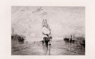 Joseph Mallord William Turner 1874 etching The Sun of Venice going to Sea signed