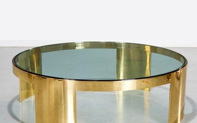 Karl Springer, large polished brass coffee table