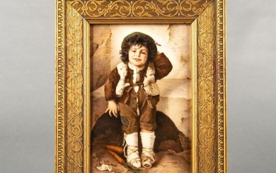 Kpm Porcelain Plaque, Little Shepherd Boy