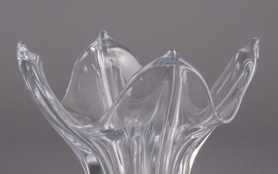 Kristallen kom op vierkante voet, gemerkt CoFrac Art Verrier...