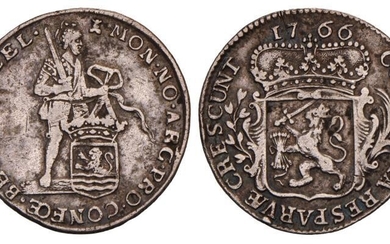 Kwart Zilveren dukaat Zeeland 1766. Zeer Fraai +.